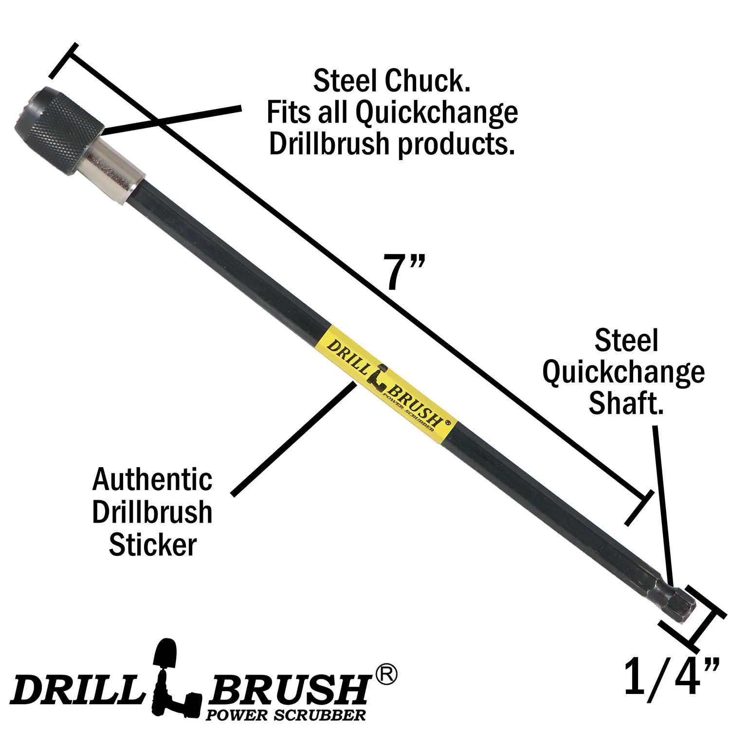 Original, 5in, 4in, & 2in White Brushes w/ 7in Extension - Soft Bristles - Home & Auto Cleaning | W-S-542O-7X-QC-DB - Image 6